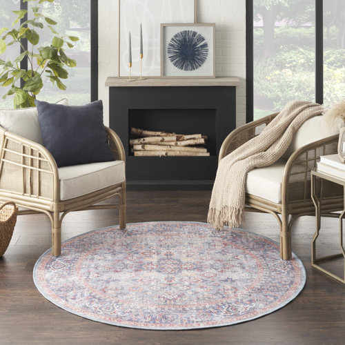 Nicole Curtis Machine Washable Oriental Blue/Red Area Rug & Reviews